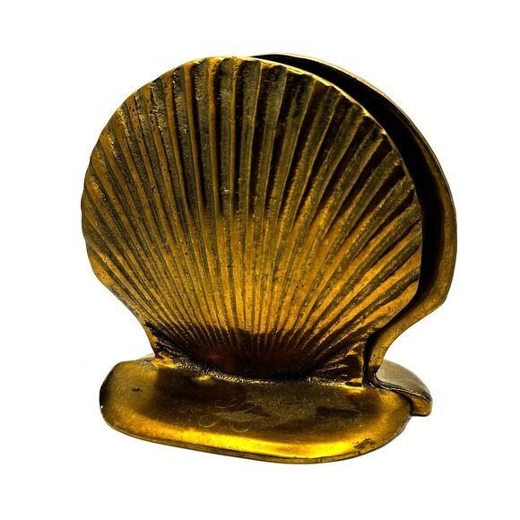 Vintage Solid Brass Shell Bookends Initial "H" - Picture 7 of 14